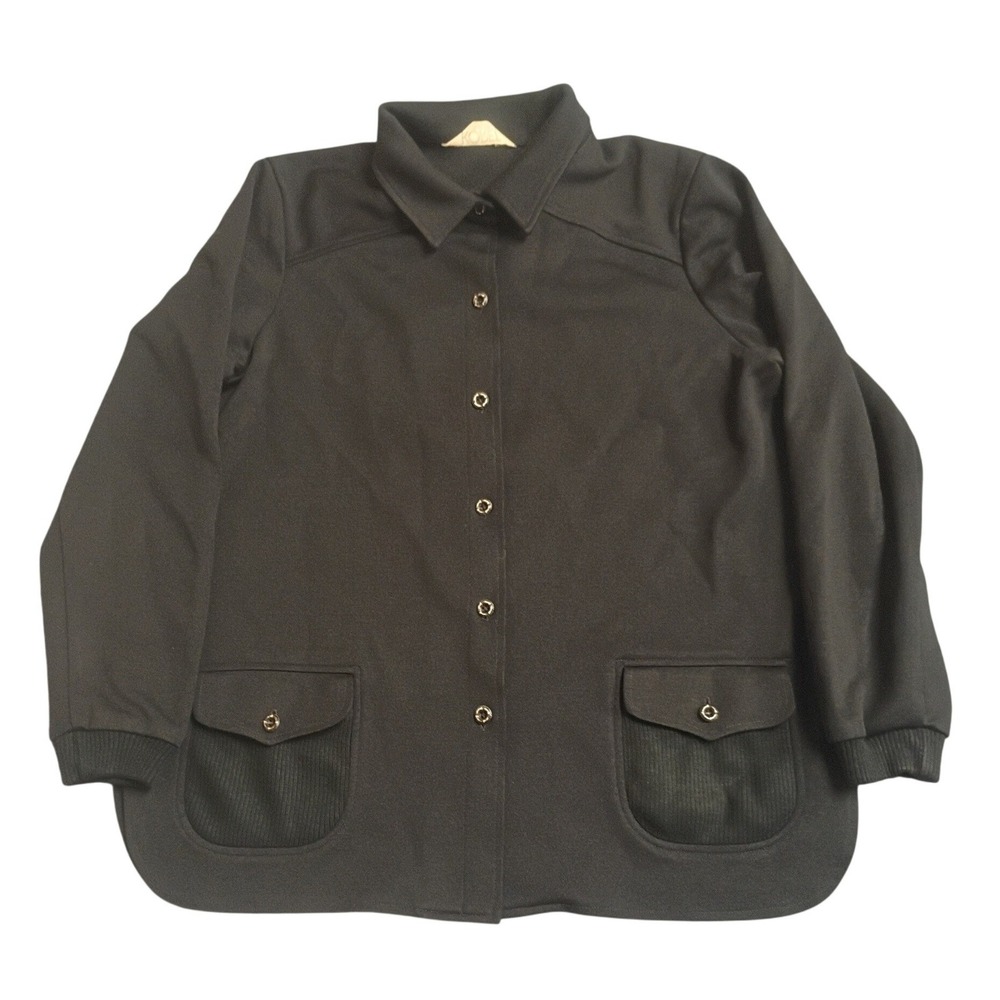Koret of California Button Up Jacket Womens XL Black Vintage Gold Hardware